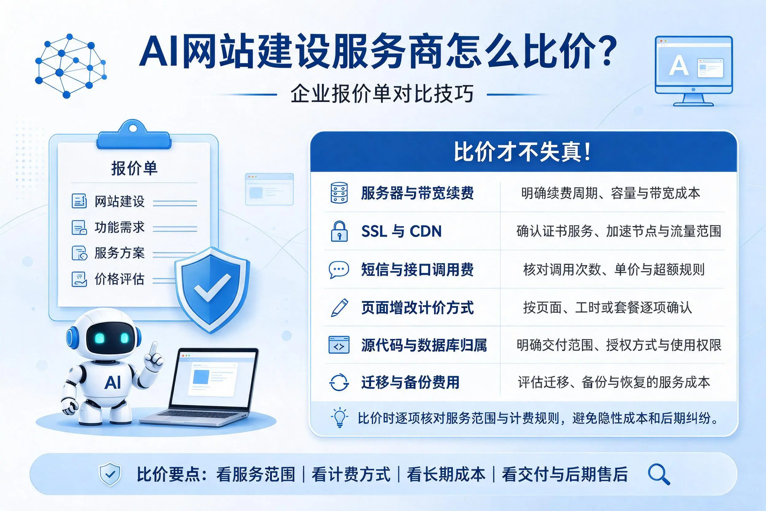 AI网站建设服务商怎么比价?株洲企业报价单对比技巧